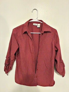 BCI Clothing Checkered Cotton Button Down in Red & White Medium